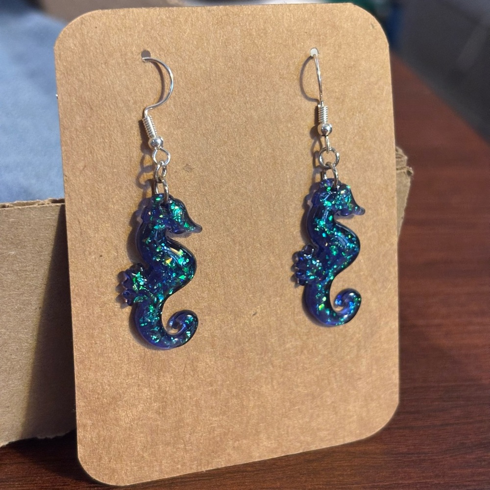 Sparkling Seahorse Handcrafted Earrings